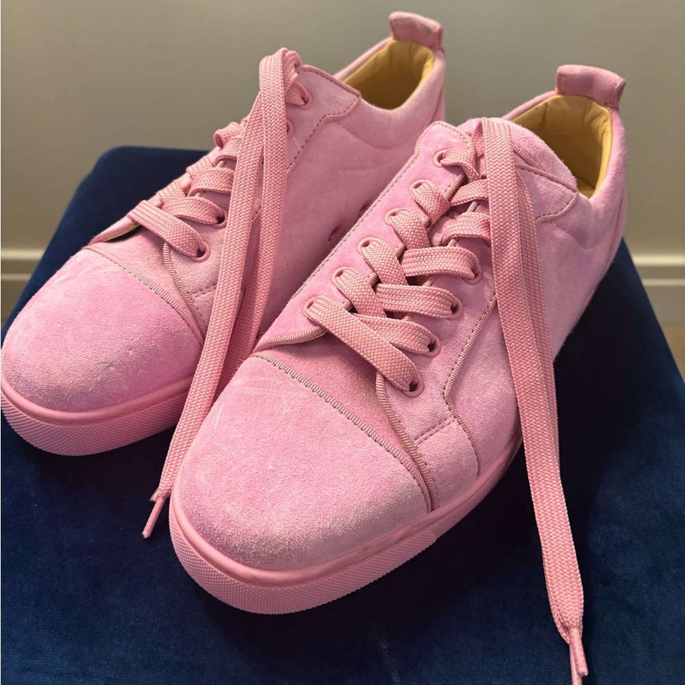 Louboutin Pink Suede Men’s low top sneakers “Orlato”